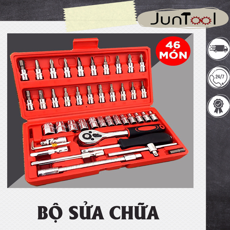 Bộ Dụng Cụ Mở Bulong Ốc Vít Đa Năng 46 Chi Tiết, Không Han Gỉ Bộ Dụng Cụ Sửa Chữa Ôtô Xe Máy 46 Món Đa Năng