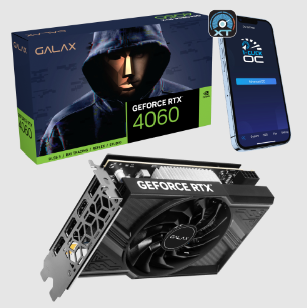 Card Màn Hình GALAX GeForce RTX 4060 1-Click OC | 8GB | GDDR6 | 128-Bit | DP+HDMI | DLSS 3 - Hàng Chính Hãng