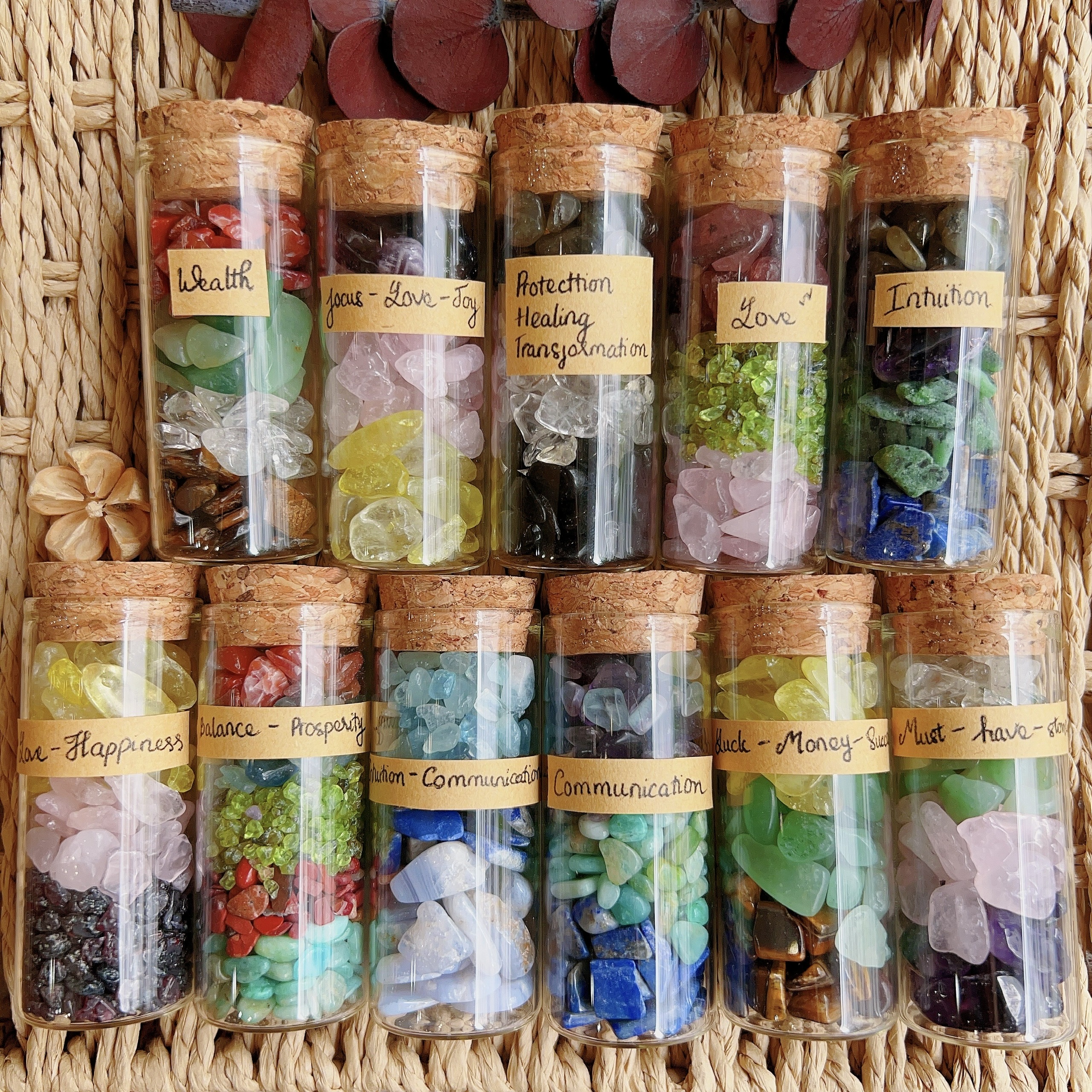 Healing Jars - Lọ đá tự nhiên - Lọ đá năng lượng hỗ trợ tình cảm, công việc, học tập