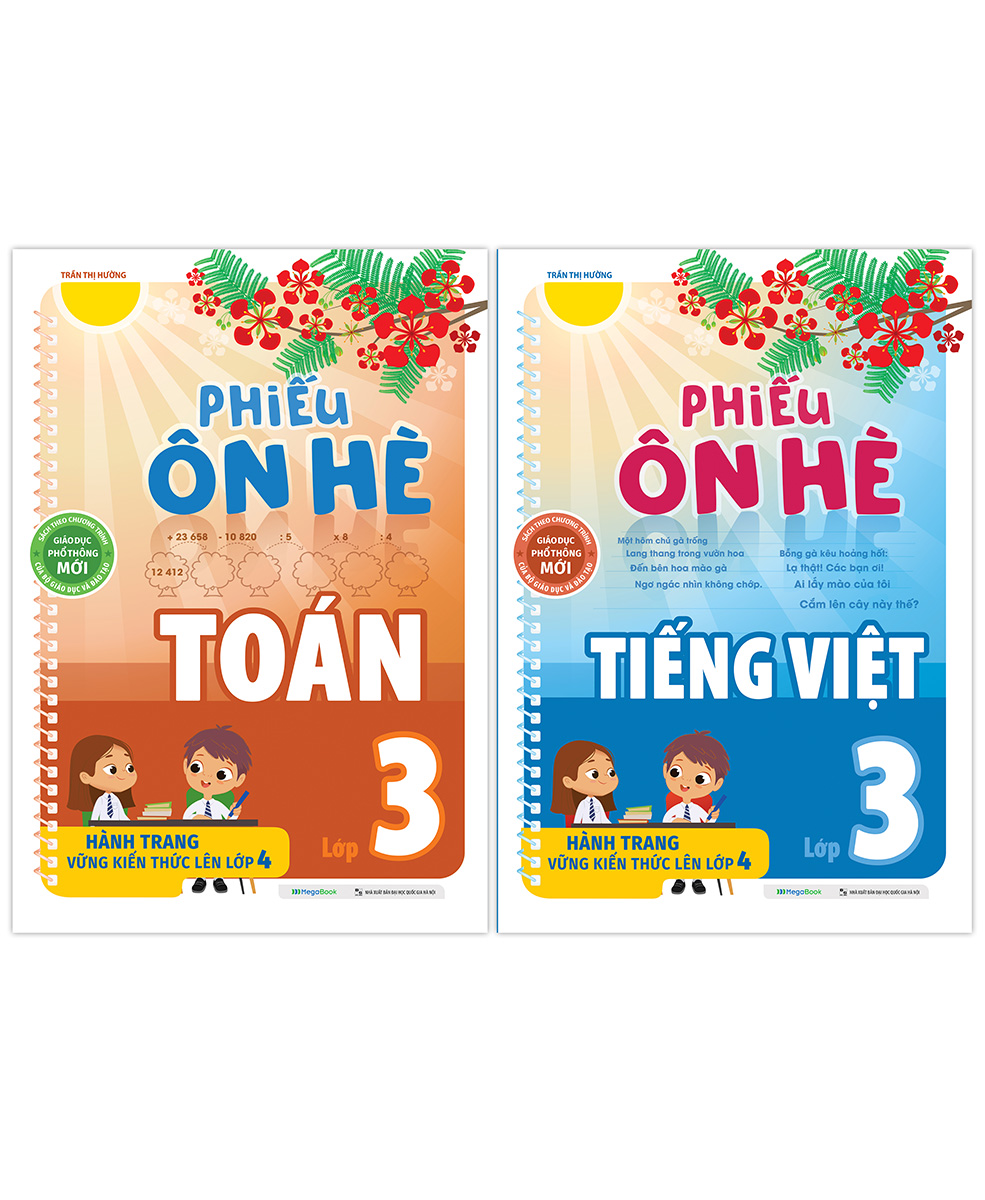 Combo Phiếu Ôn Hè Toán + Tiếng Việt Lớp 3 - Hành Trang Vững Kiến Thức Lên Lớp 4  _MEGA