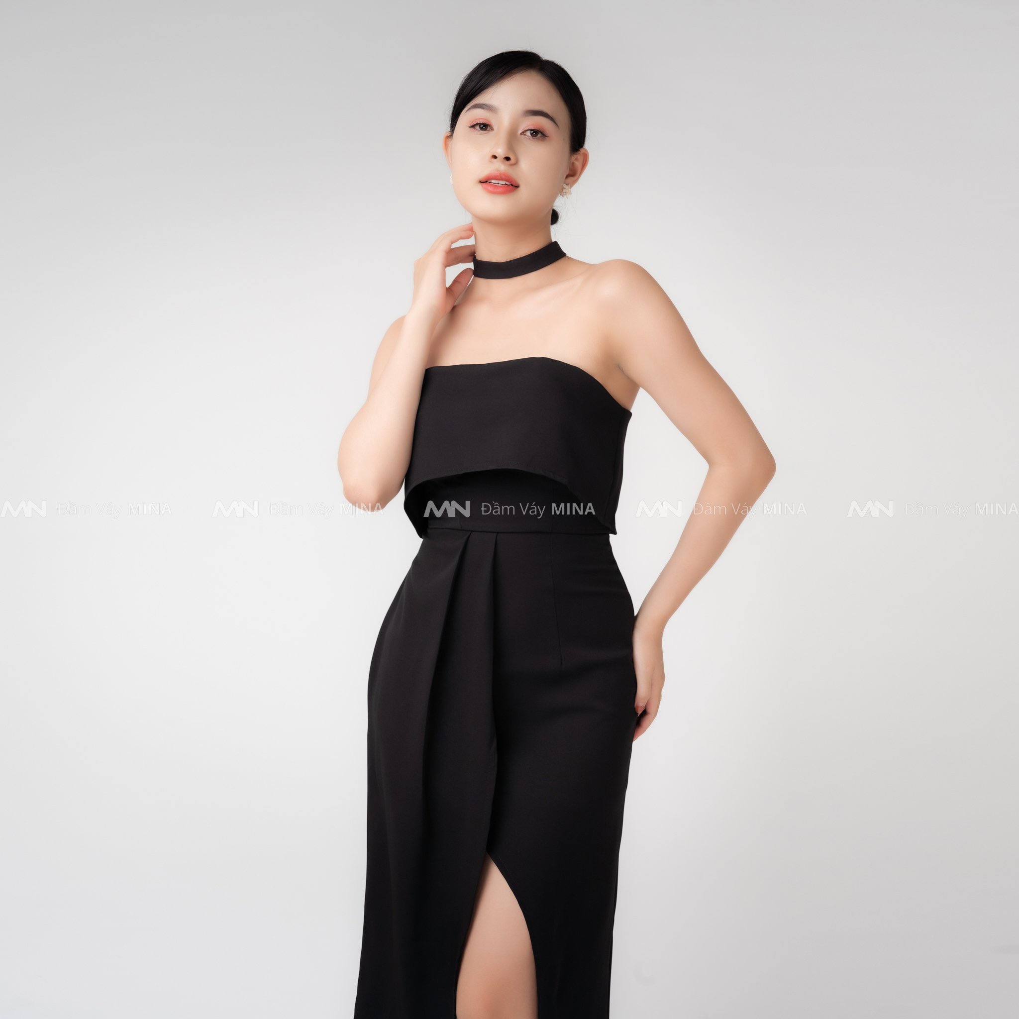 Đầm dự tiệc thiết kế cúp ngực xẻ đùi sang trọng chất liệu tuyết mưa cao cấp phù hợp đi chơi, dạ hội MN175