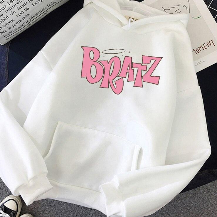 Bratz Chữ In Hoodie THU ĐÔNG Áo Unisex Nam Nữ Nam Thời Trang Sinh Viên Hoodie Tay Dài