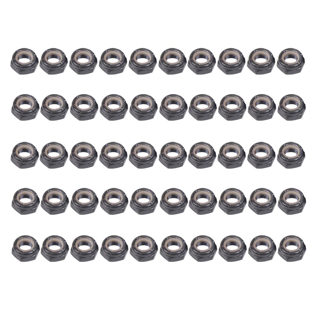 50 Pieces Skateboard Longboard Trucks Wheels Replacement Axle Nuts Hardware