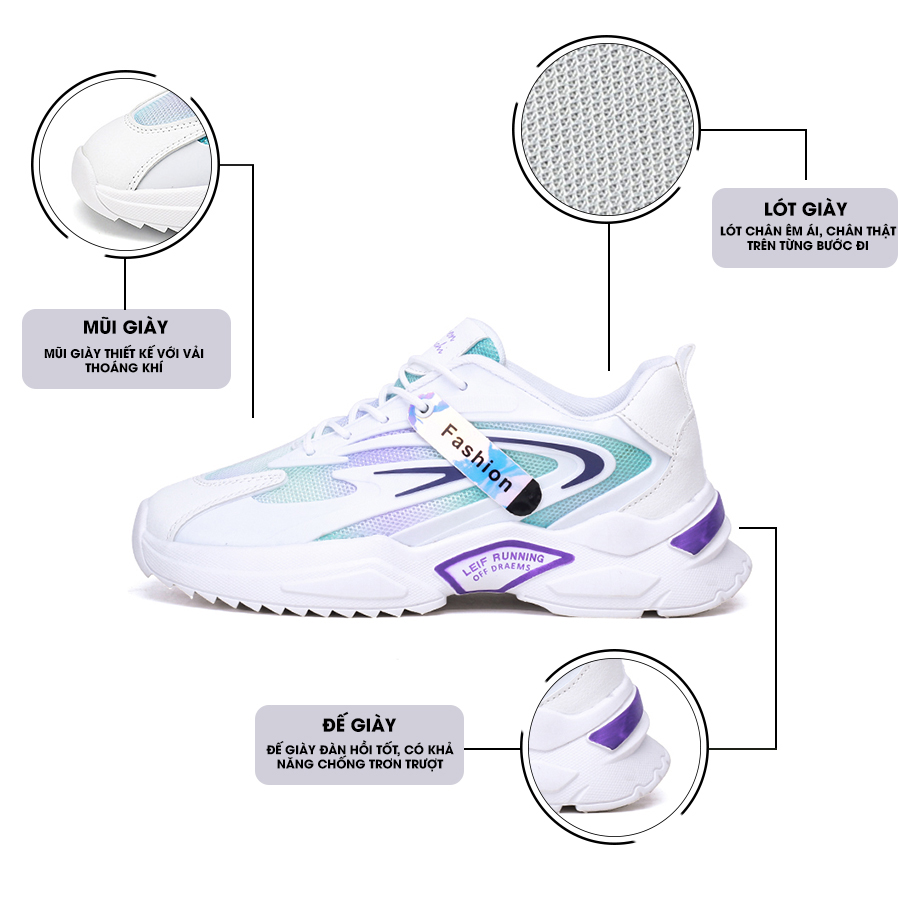 Giày Thể Thao Nam AZARA- Sneaker Màu Viền Xám - Viền Xanh Tím, Giày Thể Thao Chạy Bộ, Đế Chống Sốc, Đàn Hồi Tốt - G5391