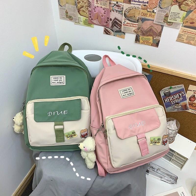 Balo ulzzang nữ đi học chống nước đựng laptop, sách vở Hàn Quốc