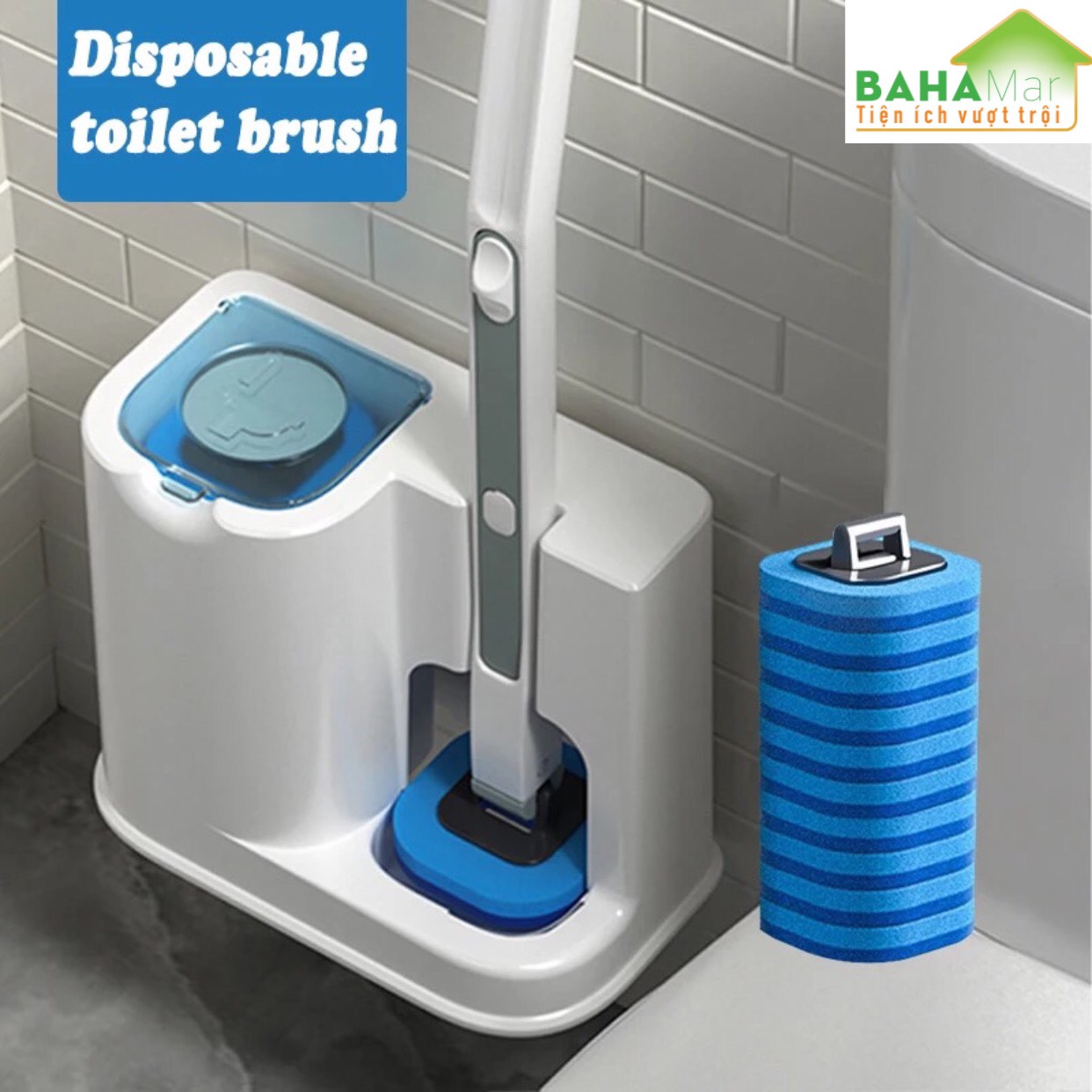 BỘ DỤNG CỤ LÀM VỆ SINH NHÀ TẮM CÓ ĐẦU THAY THẾ DÙNG MỘT LẦN "BAHAMAR" thiết kế đầu bàn chải có dung dịch dùng 1 lần làm sạch sạch sẽ và tiện lợi loại bỏ mùi hôi và diệt khuẩn.