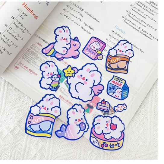 Sticker con thỏ và gấu đáng yêu trang trí sổ tập cho bé