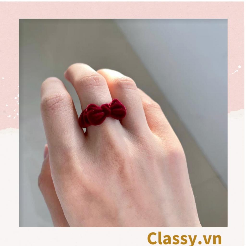 Nhẫn hở bọc vải nhung Classy họa tiết nơ độc đáo PK1396