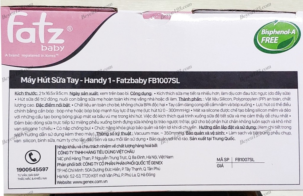 Máy hút sữa tay Fatzbaby handy 1 tặng 10 túi trữ sữa sunmum mini