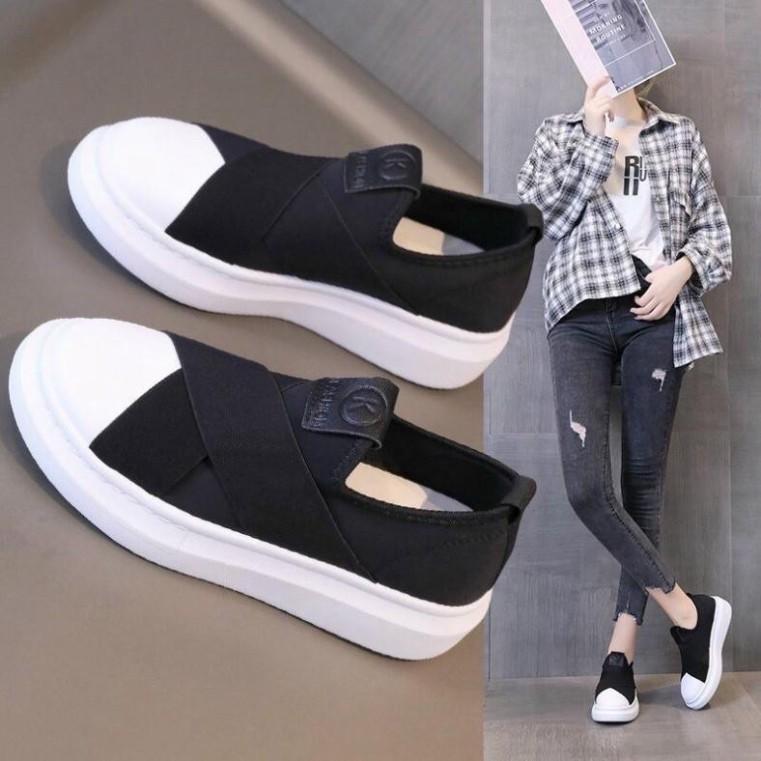 Sneakers Nữ, Giày Thể Thao Nữ Dây Chéo Độn Đế 4cm Đế Phẳng Dành Mùa Thu Đông Năng Động Cá Tính MinhtuShoes Giày