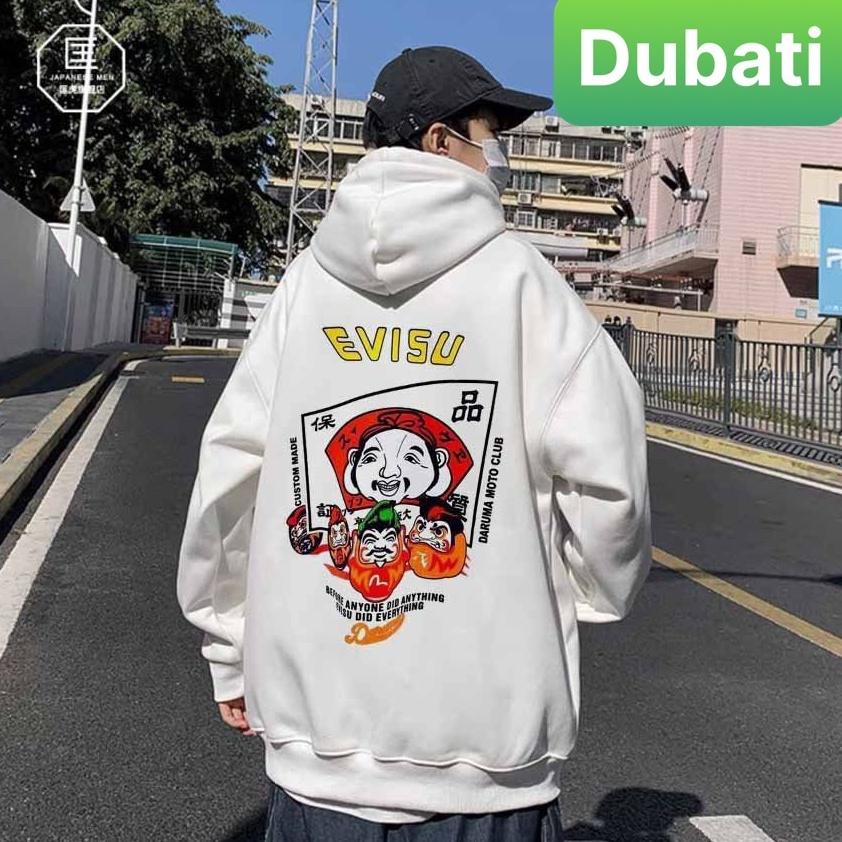 ÁO HOODIE NAM NỮ, ÁO KHOÁC NỈ EVISU FROM RỘNG DÀI TAY CHỐNG NẮNG CHẤT VẢI XỊN SÒ - DUBATI FASHON