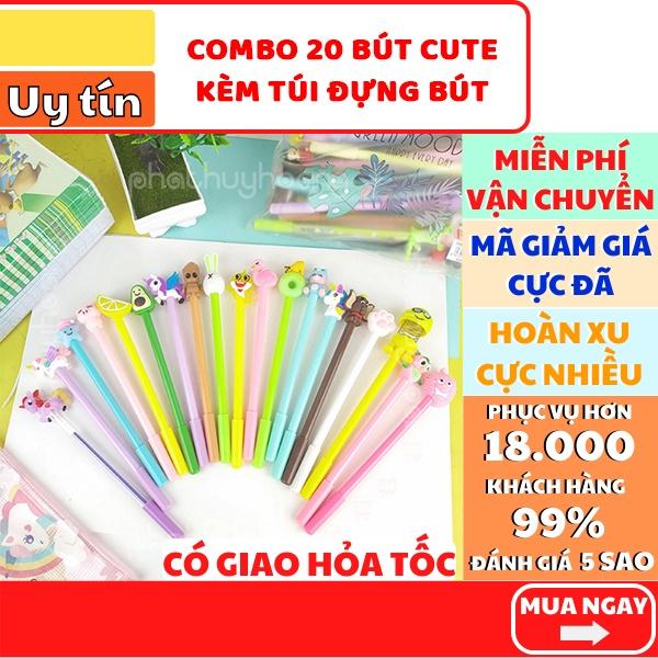 Combo 20 bút bi xanh/tím nhiều hình cực đẹp