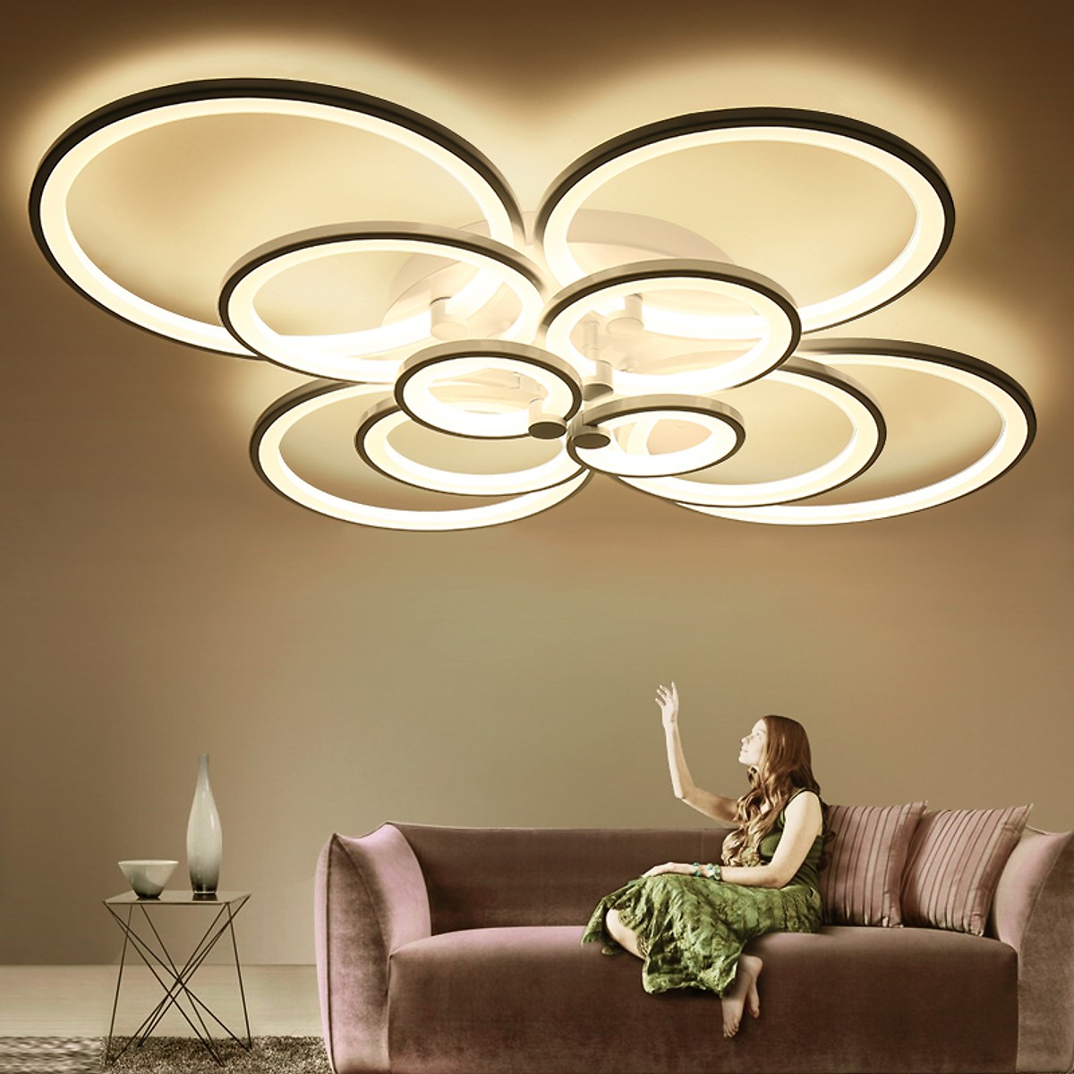 Đèn trang trí - đèn trần LED 8 cánh 3 chế độ ánh sáng có điều khiển từ xa tăng giảm LIGHTING