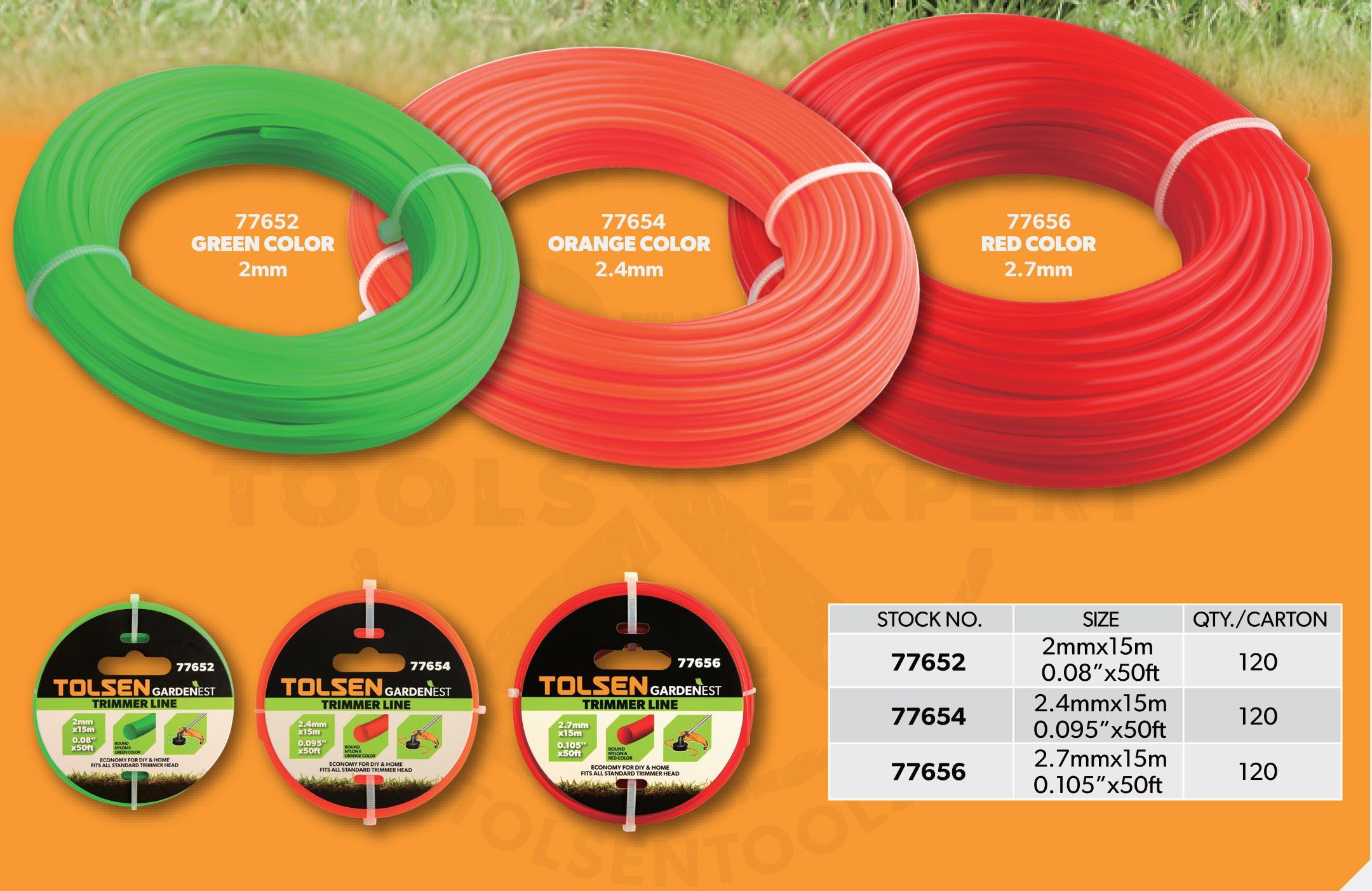 DÂY CẮT CỎ ĐỎ 2.7X15M 77656 TOLSEN - HÀNG CHÍNH HÃNG