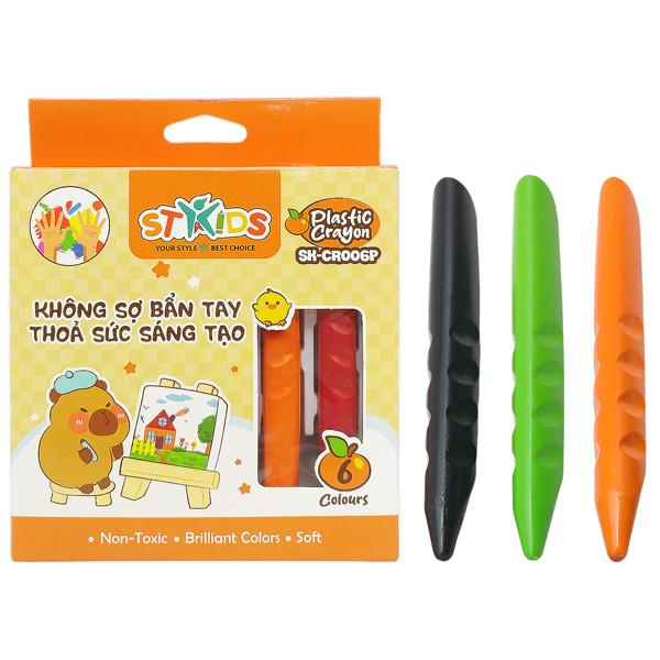 Hộp 6 Bút Sáp Màu Plastic Crayon Set A - Stakids SK-CR006P