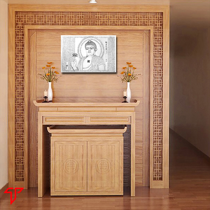 Tranh phật tổ như lai màu trắng đen trang trí tường, Tranh Phật Giáo Adida Phật 2292