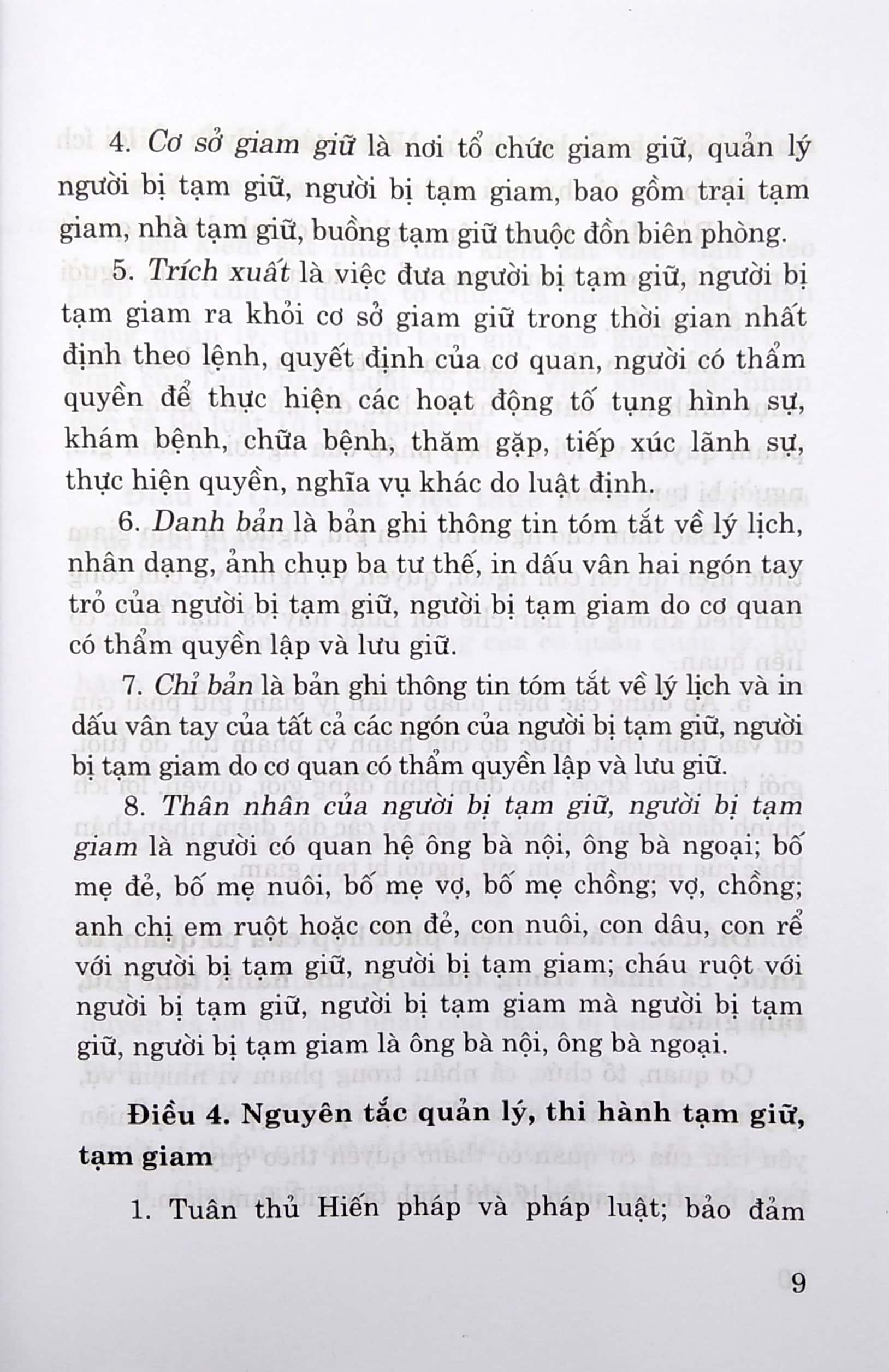 Luật Thi Hành Tạm Giữ, Tạm Giam