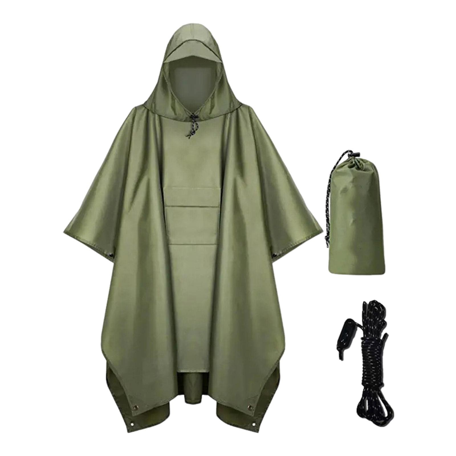 Hooded Rain Poncho Portable Rain Cape Water Resistant Rainwear for Men Women