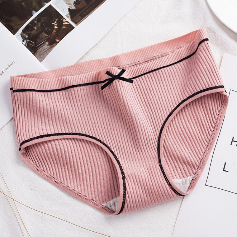 HÀNG ĐẸP - Quần lót nữ cotton gân tăm phối nơ cực xinh