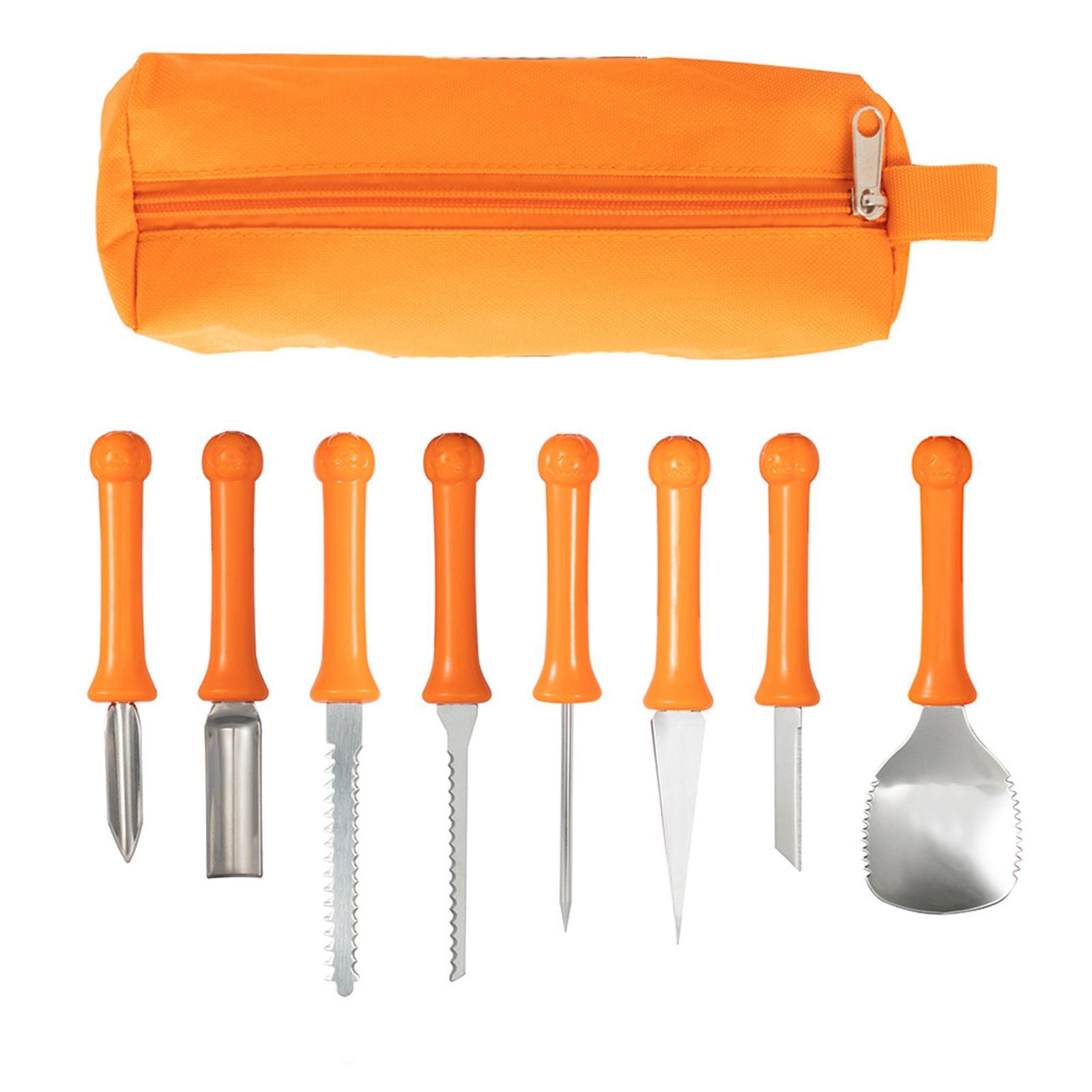 8 Pieces Pumpkin Carving Kit Carving Set Heavy Duty Stainless Steel Sculpting Tools Carver Set for Halloween Pumpkin Lantern DIY Kids Adults
