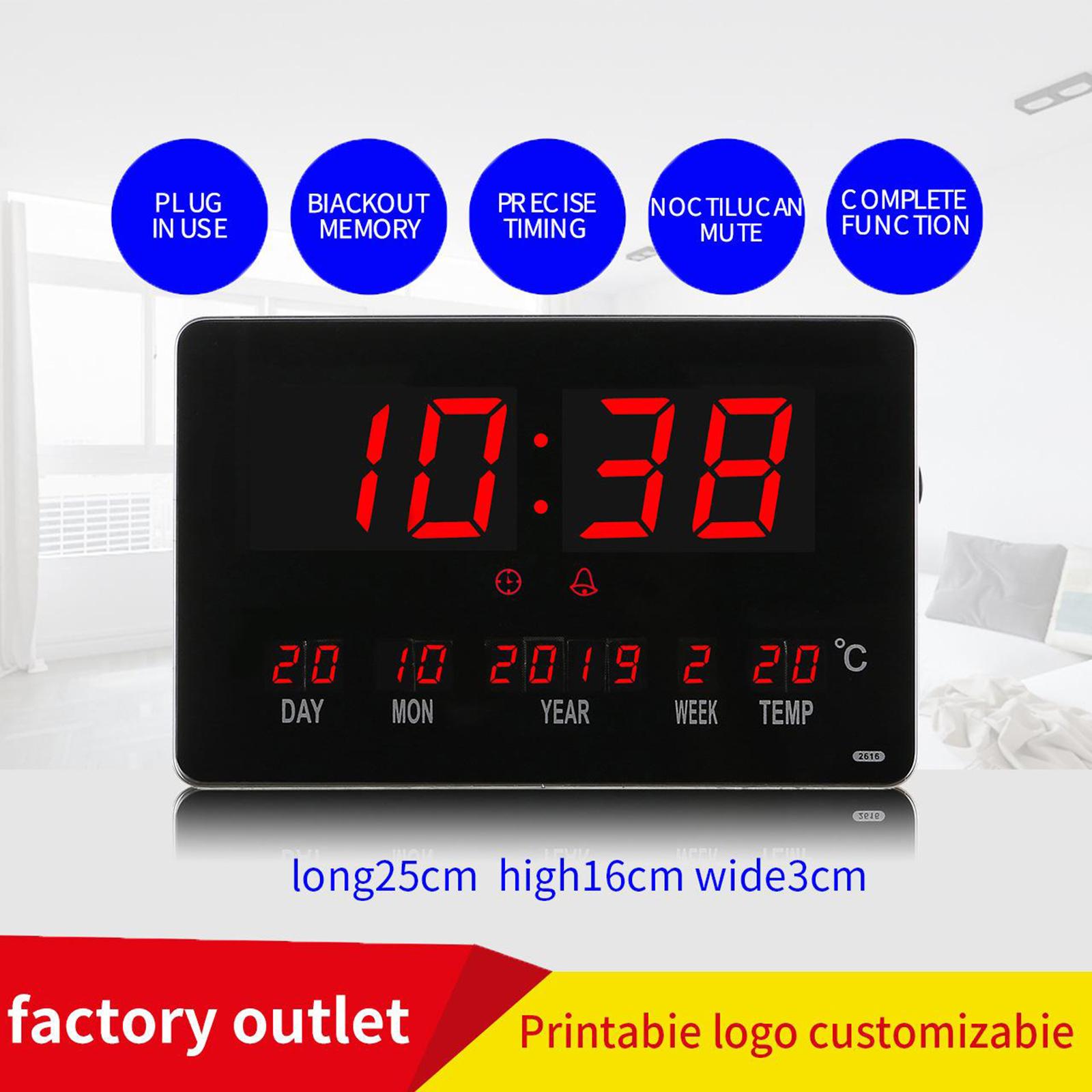 Desk Digital Alarm Clock Display Calender Temperature Bedroom Bedside Clock for Home Office Decor