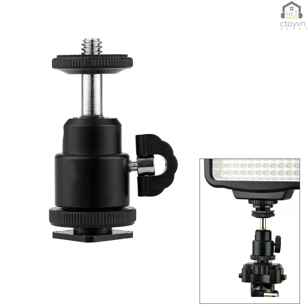 Đầu bi Andoer mini bằng hợp kim nhôm 1/4" kèm ngàm đèn flash cho máy ảnh DSLR SLR DC