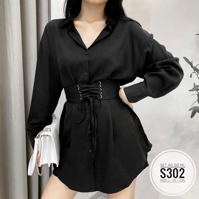 bigsize 60-90KG vmart Set áo sơ mi S302 hàng Quảng Châu cao cấp chiết eo giấu bụng