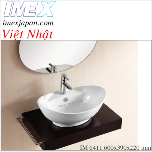 Chậu lavabo để bàn oval men sứ phủ nano cao cấp chính hãng IMEX IM 6411