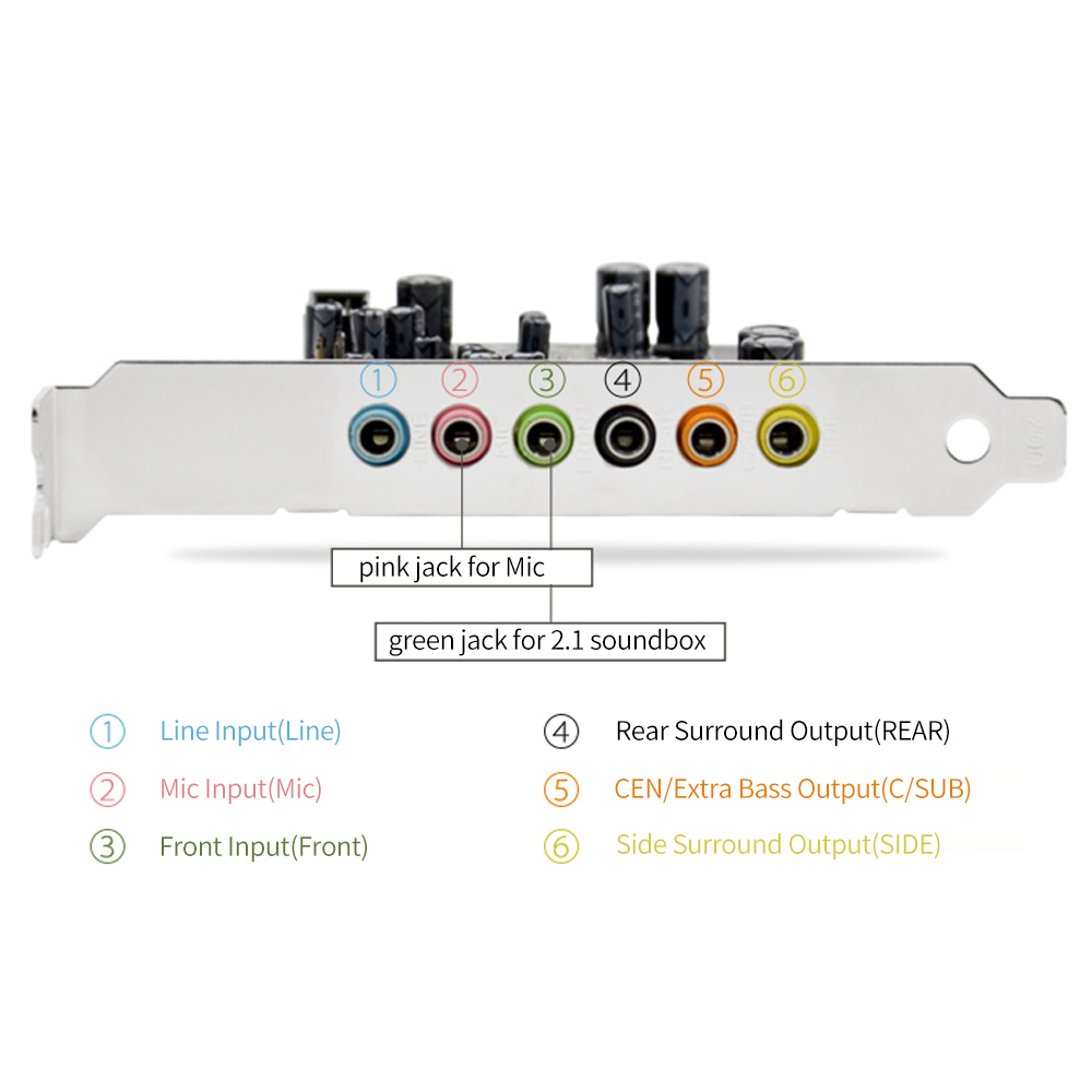 Cạc âm thanh PCIE 7.1 Kênh Âm thanh nổi Tích hợp chip CM8828 8 Kênh