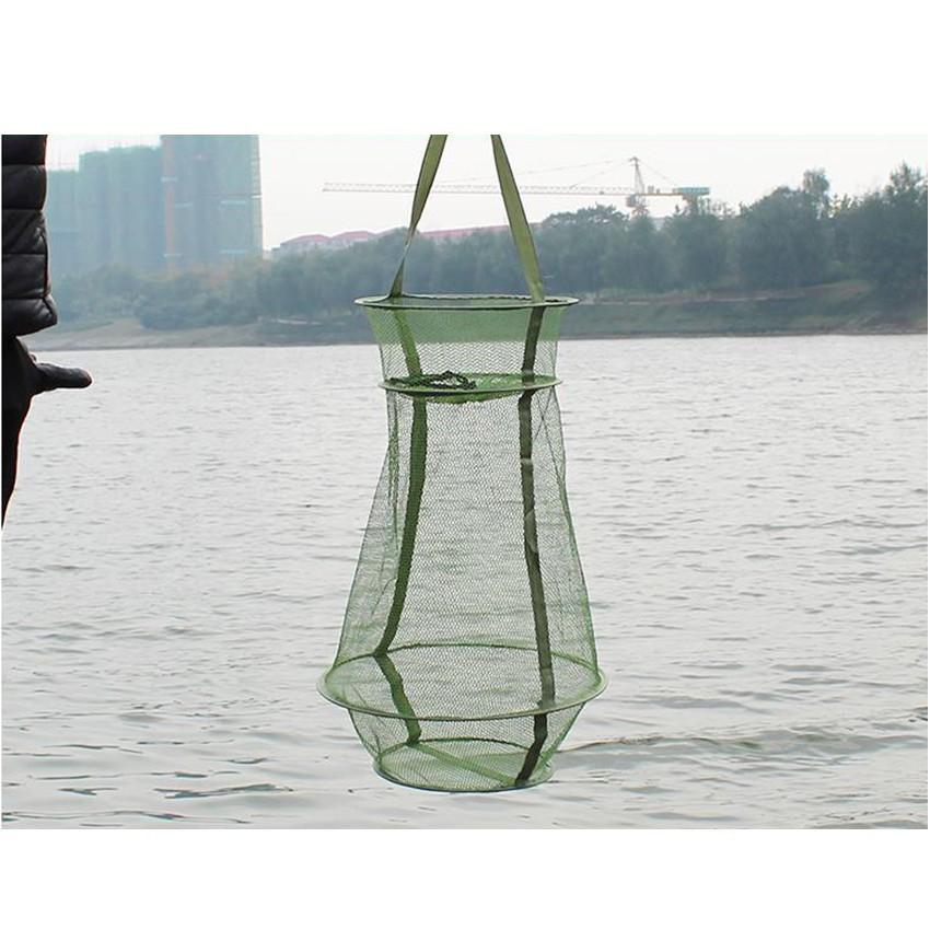 Giỏ đựng cá bộ đội hình chum 3 tầng đi câu xanh