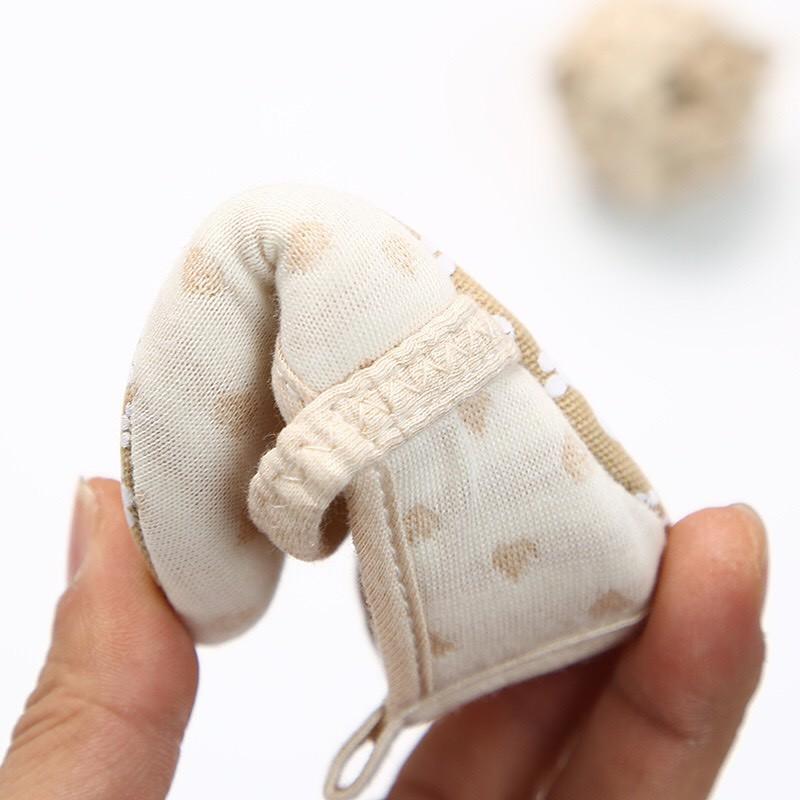 Giày tập đi chống trượt cho bé sơ sinh 100% organic cotton hữu cơ tự nhiên không tẩy nhuộm hóa chất an toàn cho bé