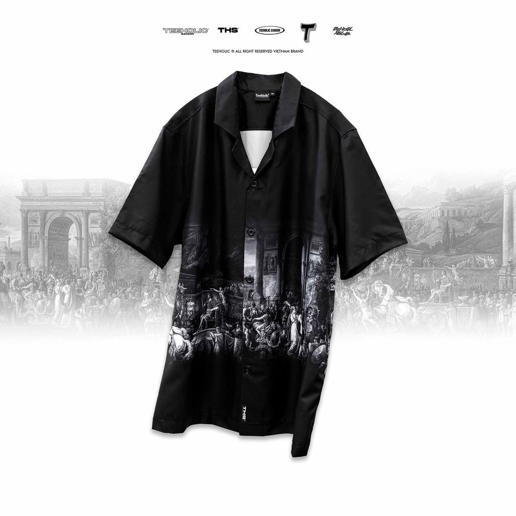 Áo Sơ Mi Unisex Cổ Pijama Hình La Mã Màu Đen - TeeHolic THS