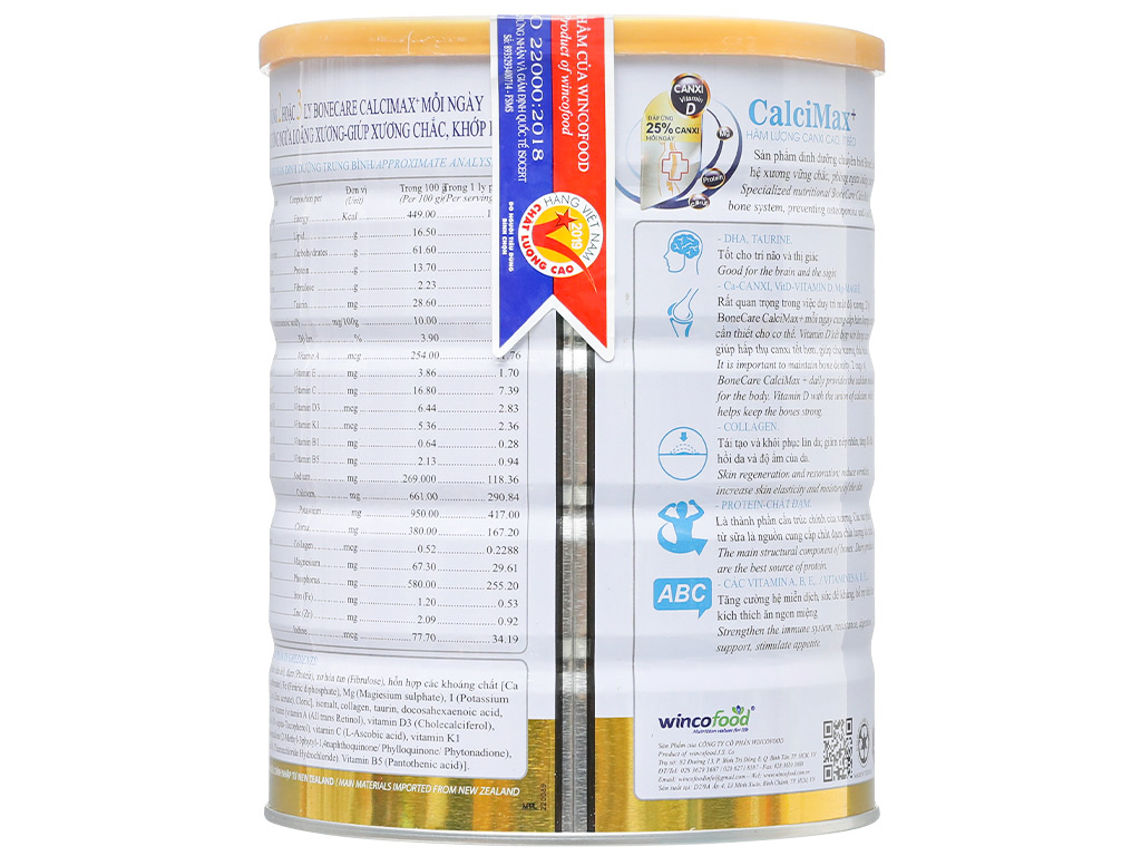 Combo 2 lon sữa bột Bonecare Calcimax+: dành cho người từ 18 tuổi trở lên bổ sung canxi phòng ngừa loãng xương, tim mạch và tiểu đường.