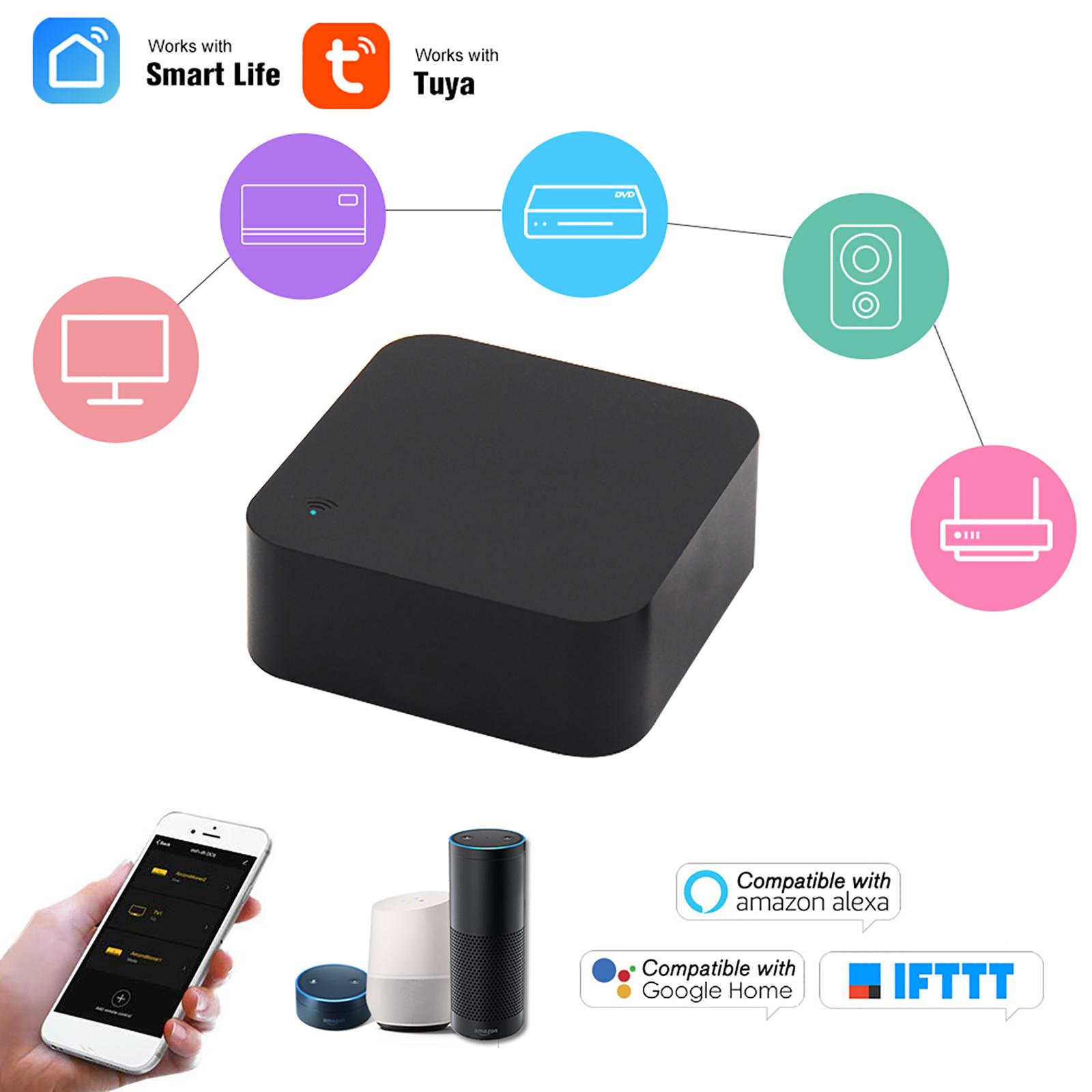 Smart WiFi IR Remote Control WiFi Enabled Infrared Universal Remote Controller For Air Conditioner TV DVD Fan Using Tuya Smart Life APP Compatible with Alexa Google Home IFTTT Voice Control