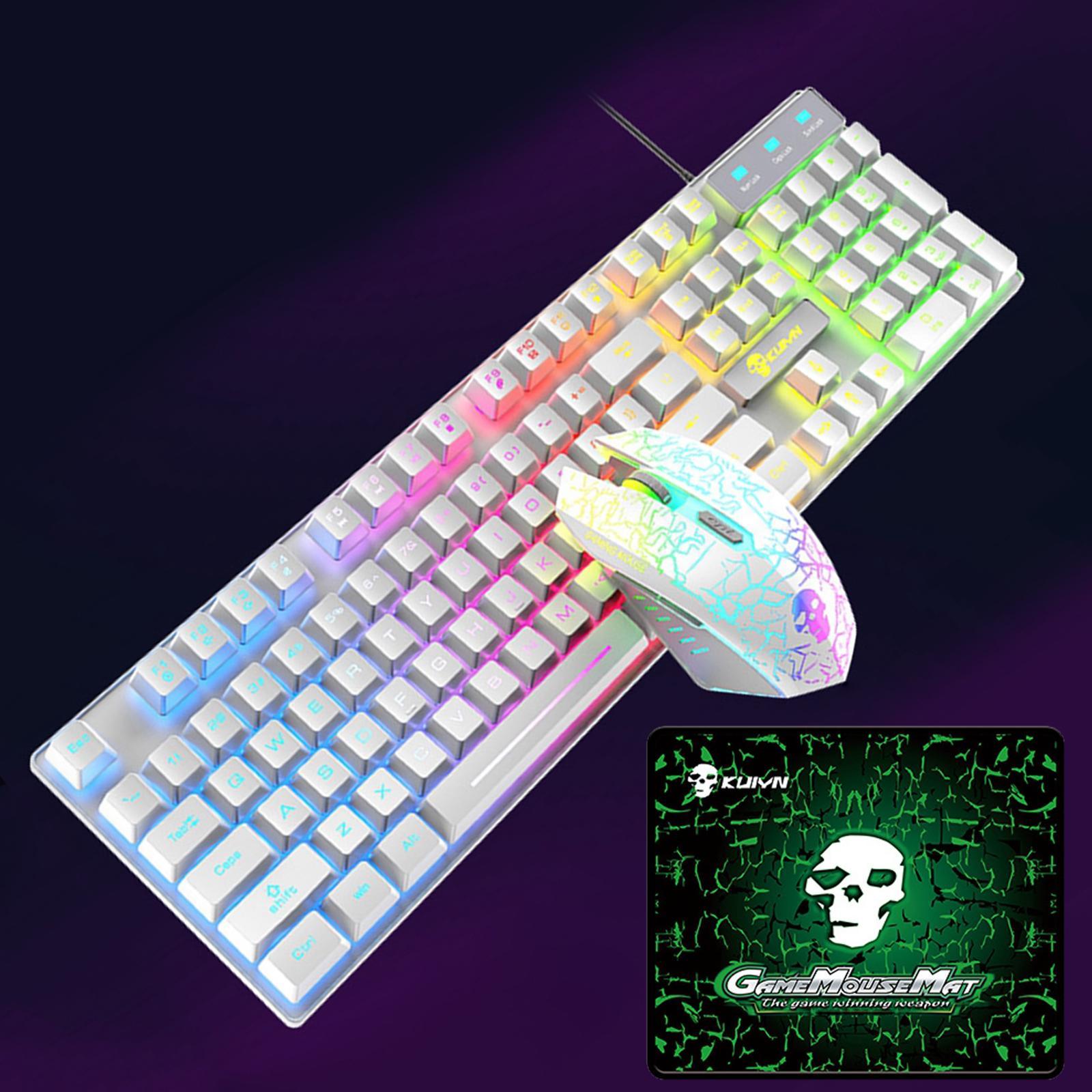 USB Wired RGB Backlit Keyboard Mouse Set Rainbow Backlit
