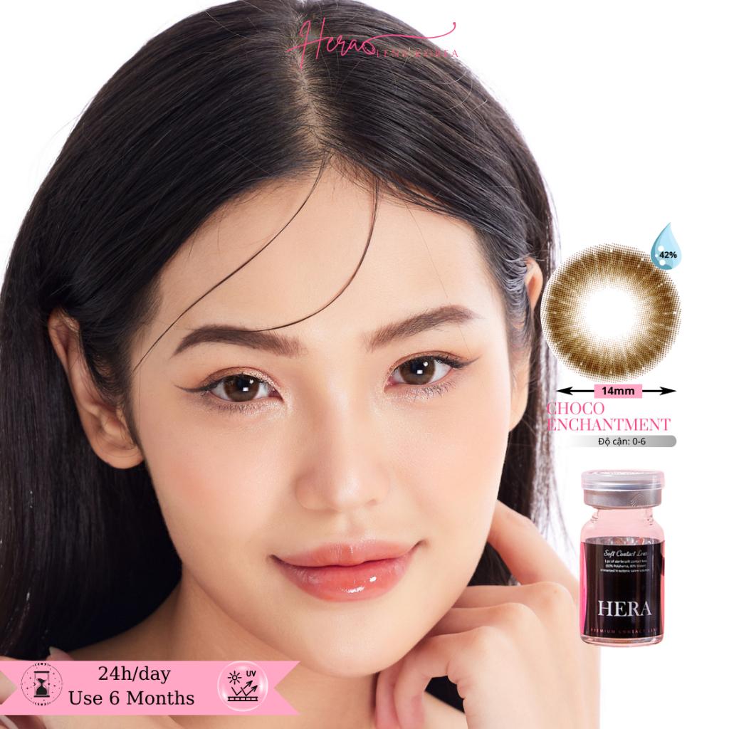 Kính Áp Tròng Hera Nâu Choco Cuốn Hút 0 - 6 Độ CHOCO ENCHANTMENT Nhập Khẩu Hàn Quốc Lens Cận 6 Tháng (1 cặp)