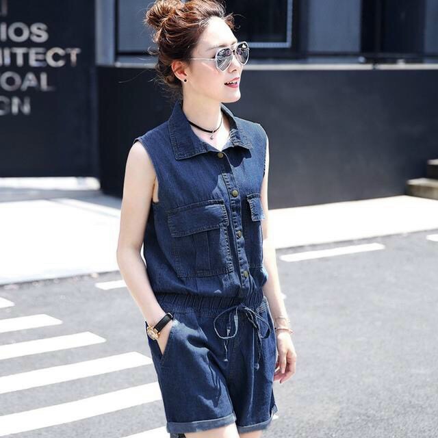 Jumpsuit Jean Short V kèm áo trong cao cấp - TP1429