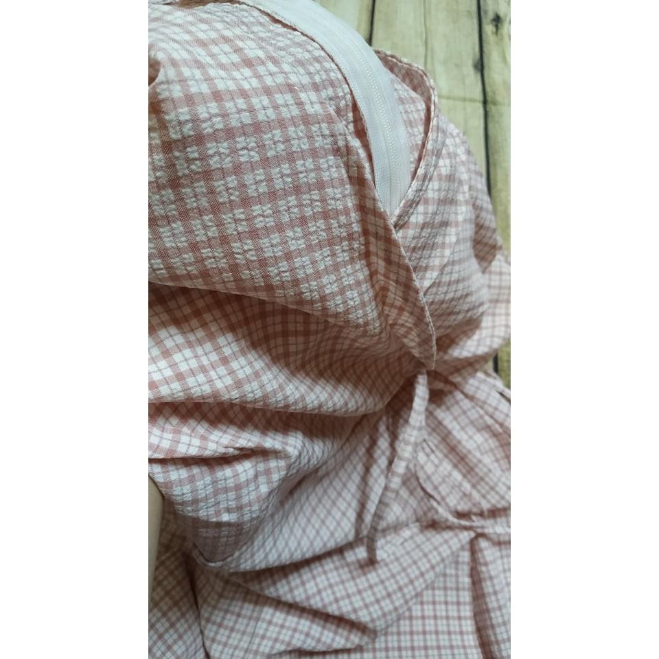 Đầm xoè caro hồng