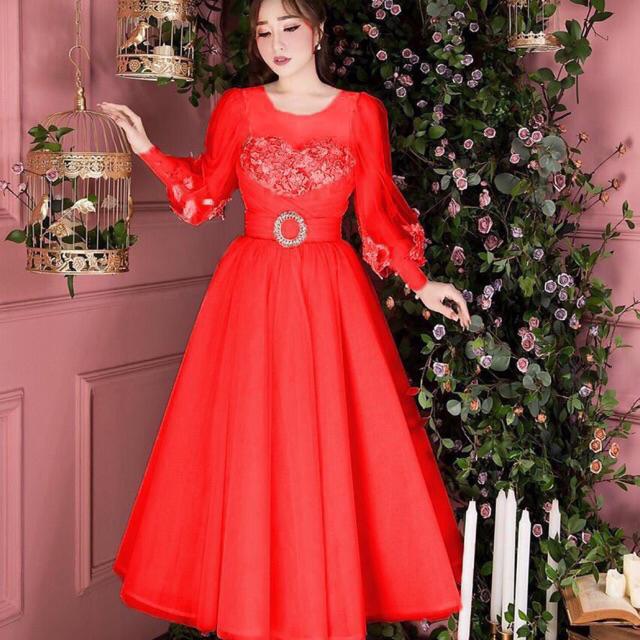 ĐẦM XOÈ PHỒNG CÔNG CHÚA KẾT HOA NỔI SIÊU XINH -MS47YMM MM