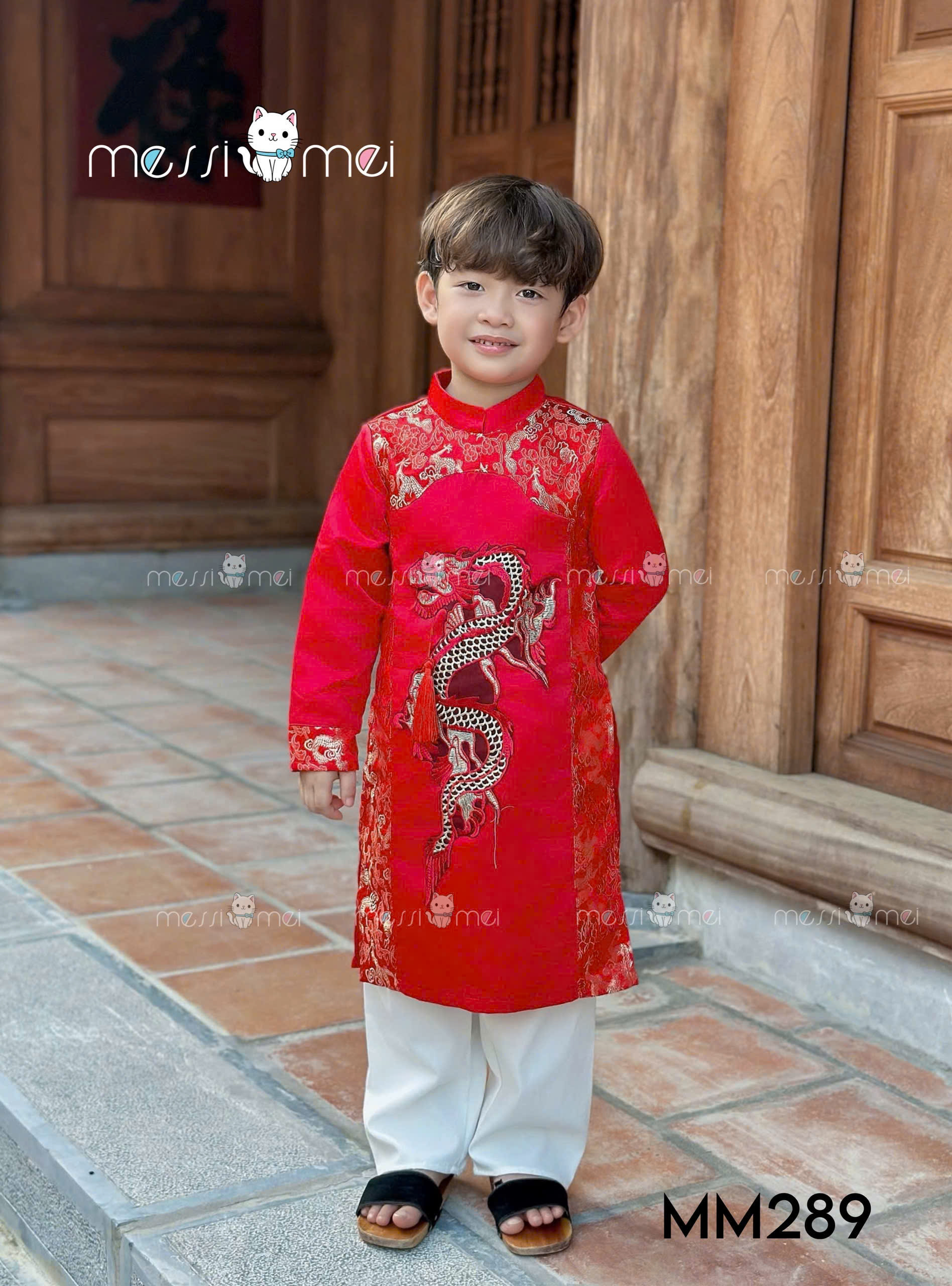 Bộ áo dài cho bé trai mẫu Hoàng Long diện lễ tết noel giáng sinh năm mới từ 8-40kg hàng thiết kế cao cấp