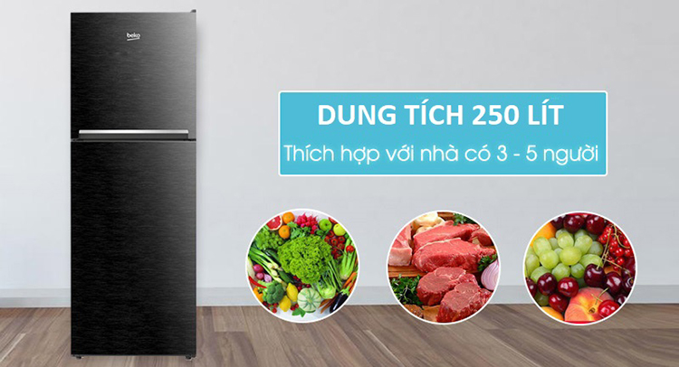 Tủ Lạnh Inverter Beko RDNT250I50VWB (221L) (Đen) - Hàng chính hãng