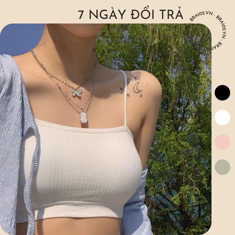 Áo ngực bra thun tăm hai dây cơ bản - áo lót cotton dành cho học sinh A809