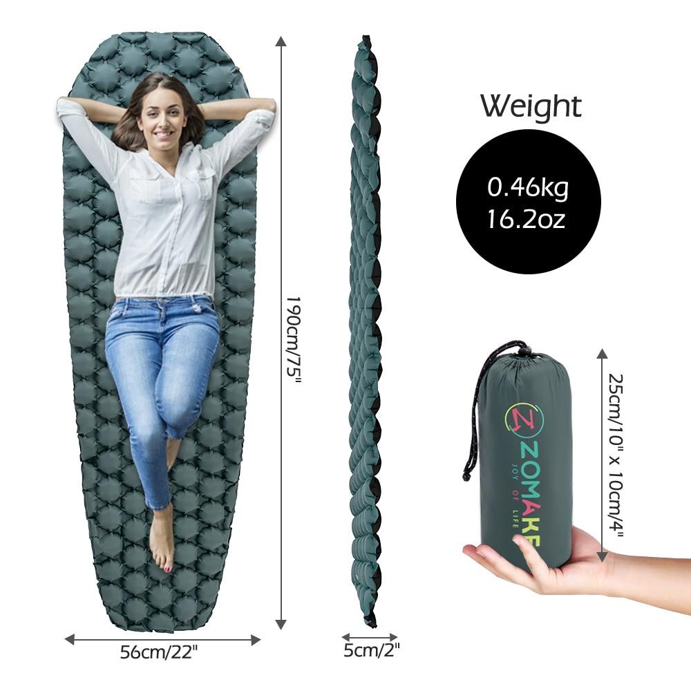 Zomake ultralight sleeping pad fast filling air bag camping sleeping mattress trekking hiking camping mattress inflatable Single