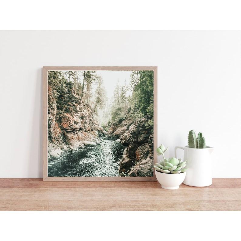 tranh thiên nhiên tone xanh lá, tranh canvas treo tường trang trí phòng khách