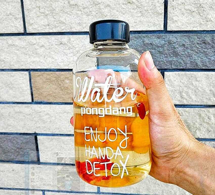 Combo 2 Chai Thủy Tinh đựng nước DETOX 600ML - Nắp nhựa có giăng cao su