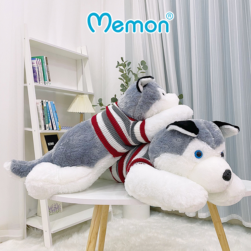 Gấu bông Chó Husky Áo Len cao cấp - Hàng chính hãng Memon - Đồ chơi thú nhồi bông Chó Husky Áo Len, Bông Gòn PP 3D trắng tinh khiết, đàn hồi đa chiều, bền đẹp, an toàn cho người sử dụng