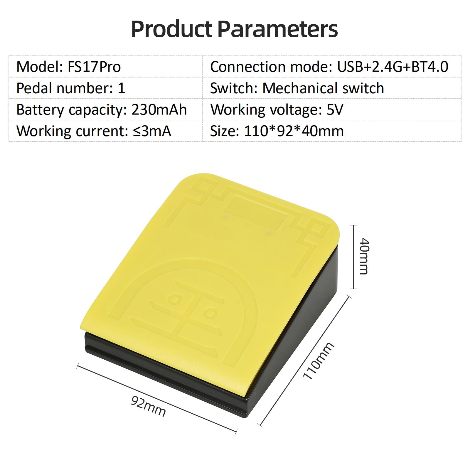 FS17Pro Single Foot Switch Multifunctional Customized Foot Pedal USB+2.4G+BT Three-mode Connection Mechanical Switch