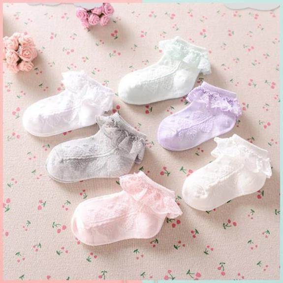 Tất cổ ren - Tất cotton cổ ren CU co giãn cho bé gái xinh xắn dễ thương TCR01