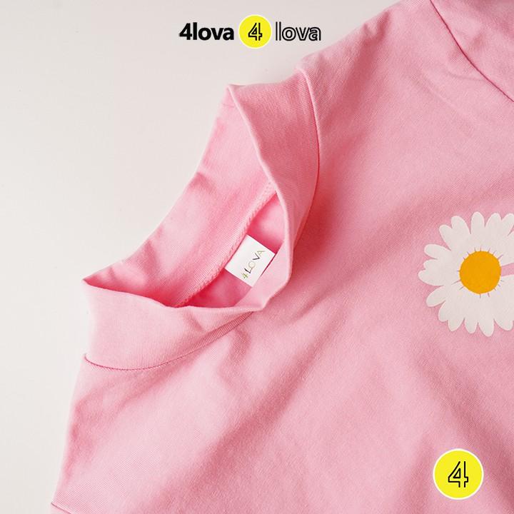 Áo giữ nhiệt 4LOVA dài tay cổ ba phân cho bé gái họa tiết hoa cúc - BG-AGN