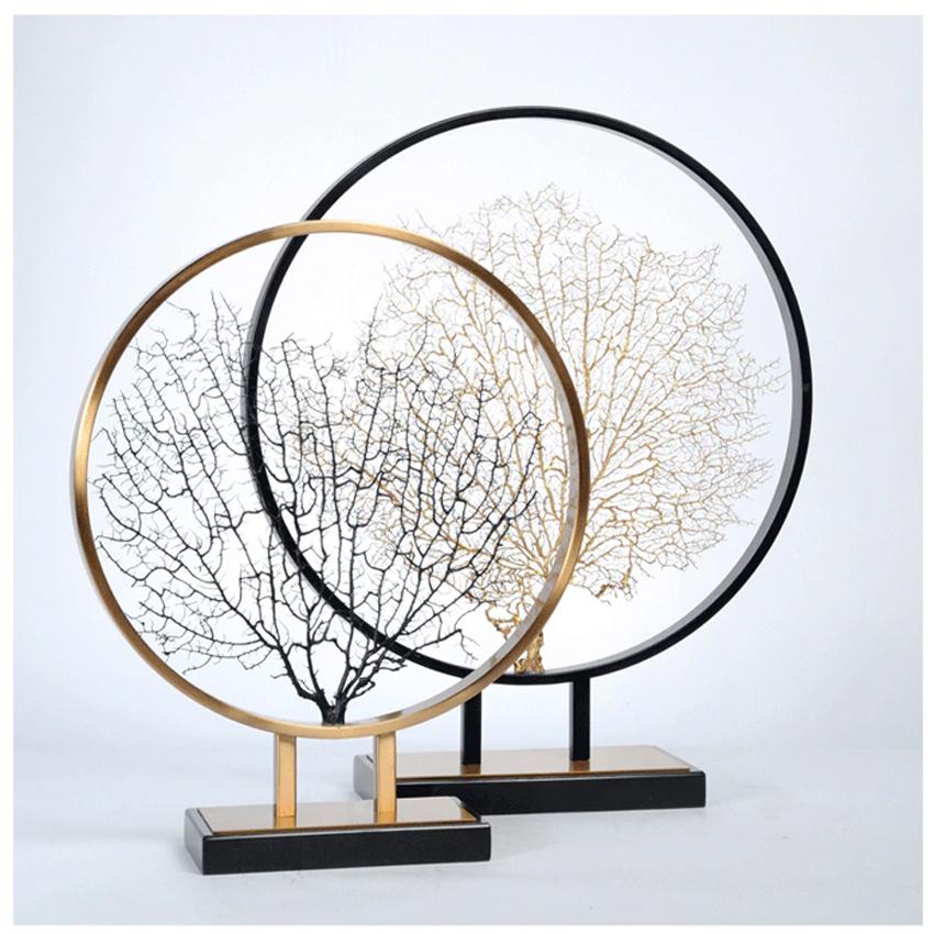 Decor Để Bàn Trang Trí - 2 Vòng Tròn Kim Loại Cây Khô FDR021 Phòng Khách, Phòng Làm Việc, Phòng Trưng Bày......